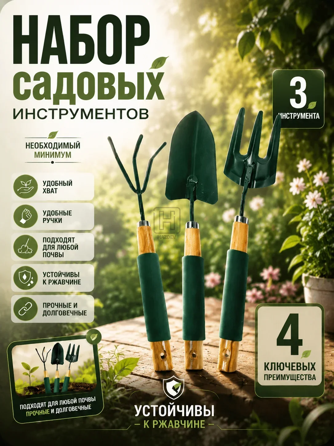 набор садовые инструменты 3 предмета